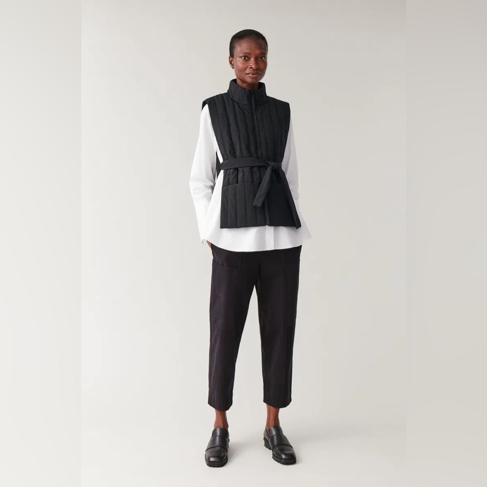 COS Open Sided Quilted Puffer Vest Black